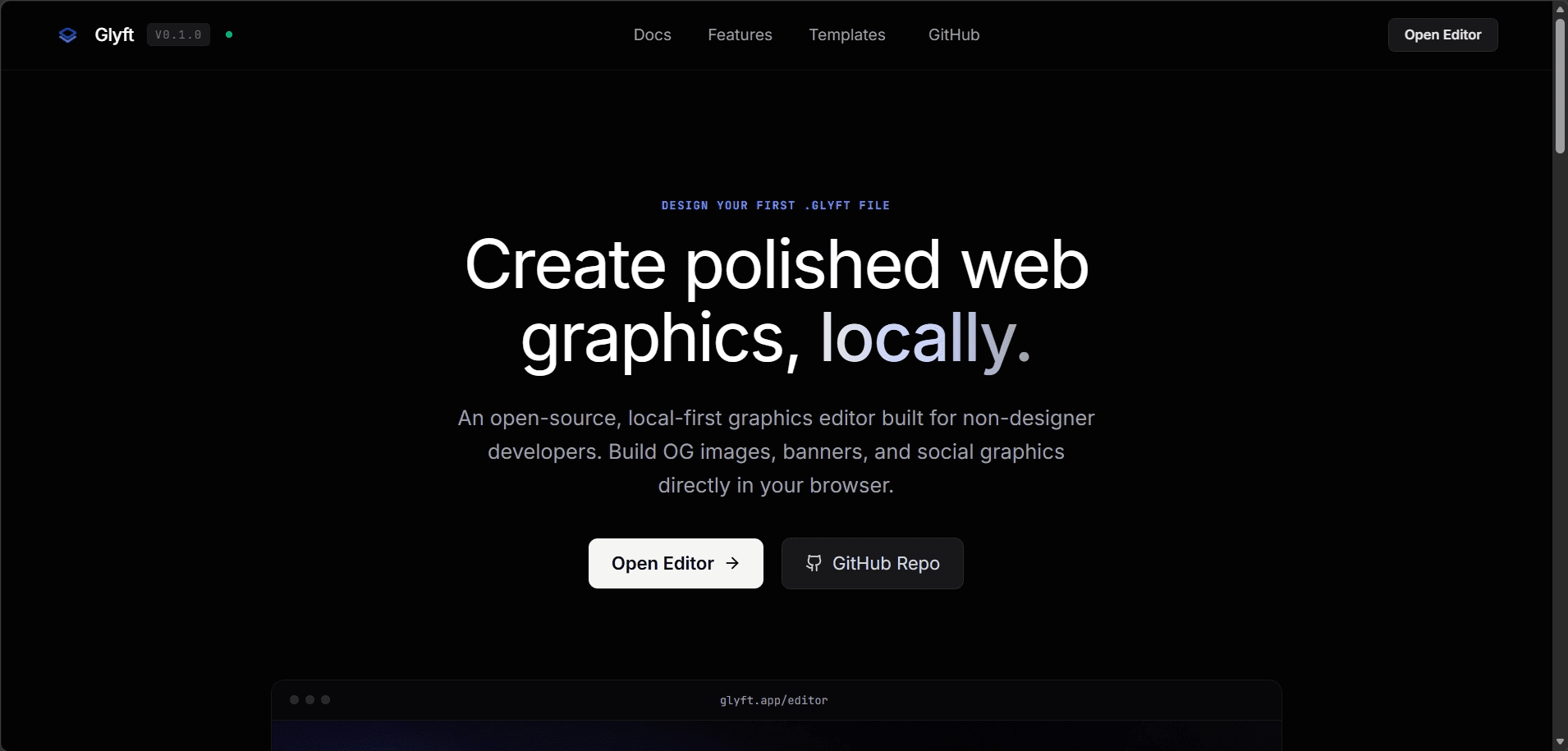 Glyft graphics editor landing page